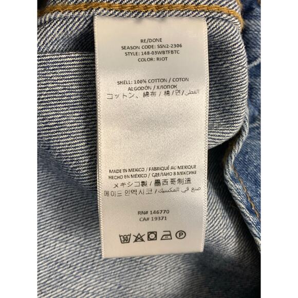 RE/DONE Blue Mid Wash Originals Button Front Crop Bootcut Jeans Size 28 - Picture 7 of 8